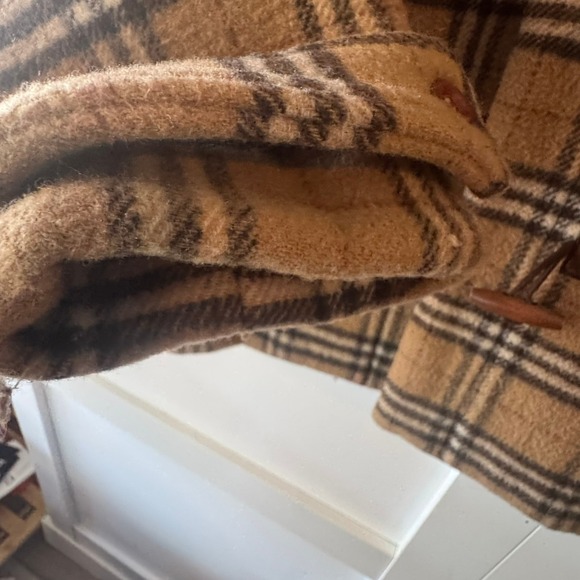 Marco & Mari Kids Plaid Toggle Coat Hooded Wool Blend Beige Brown Size 10 - Picture 8 of 16